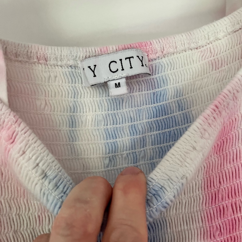 Ivy city Tie-Dye Ruffle Sleeve Maxi Dress - Pink & Blue (FLAWED) - Picture 5 of 9